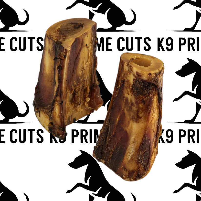 British marrow bones natural beef dog chew from K9 Prime Cuts – single-ingredient, long-lasting, rich in calcium, collagen and marrow to support dental health and joint strength.