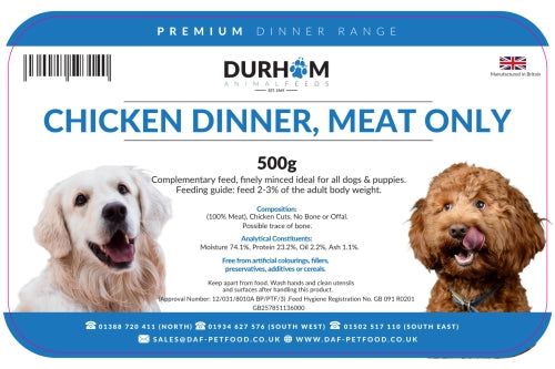 Chicken, Meat Only Dinner 500g