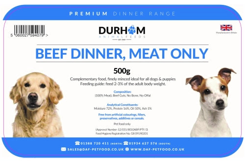 Beef, Meat Only Dinner 500g