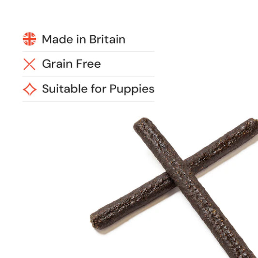 Black Pudding Sausages from K9 Prime Cuts – protein-rich gourmet dog sausages made with chicken, pork and pig’s blood, plus sweet potato and minerals; ideal for sensitive dogs.