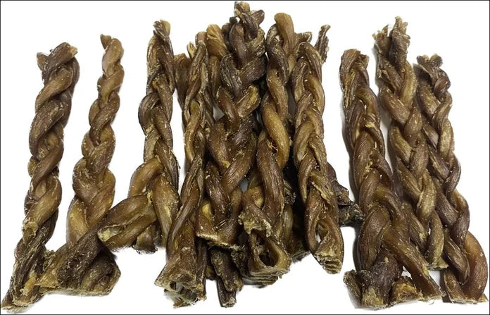 Braided lamb gullet natural dog chew from K9 Prime Cuts – 100% lamb, braided for durability, additive-free, supports joint & dental health.