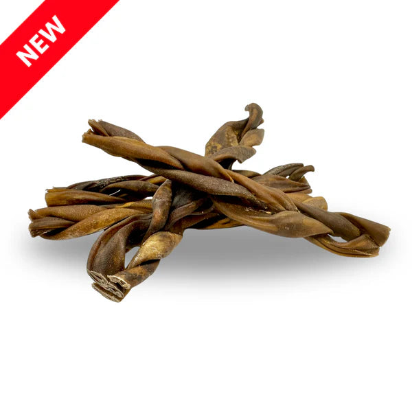 Braided lamb skin natural dog chew from K9 Prime Cuts – 100 % lamb skin, braided for durability, hypoallergenic, low-odour and supports dental & joint health.