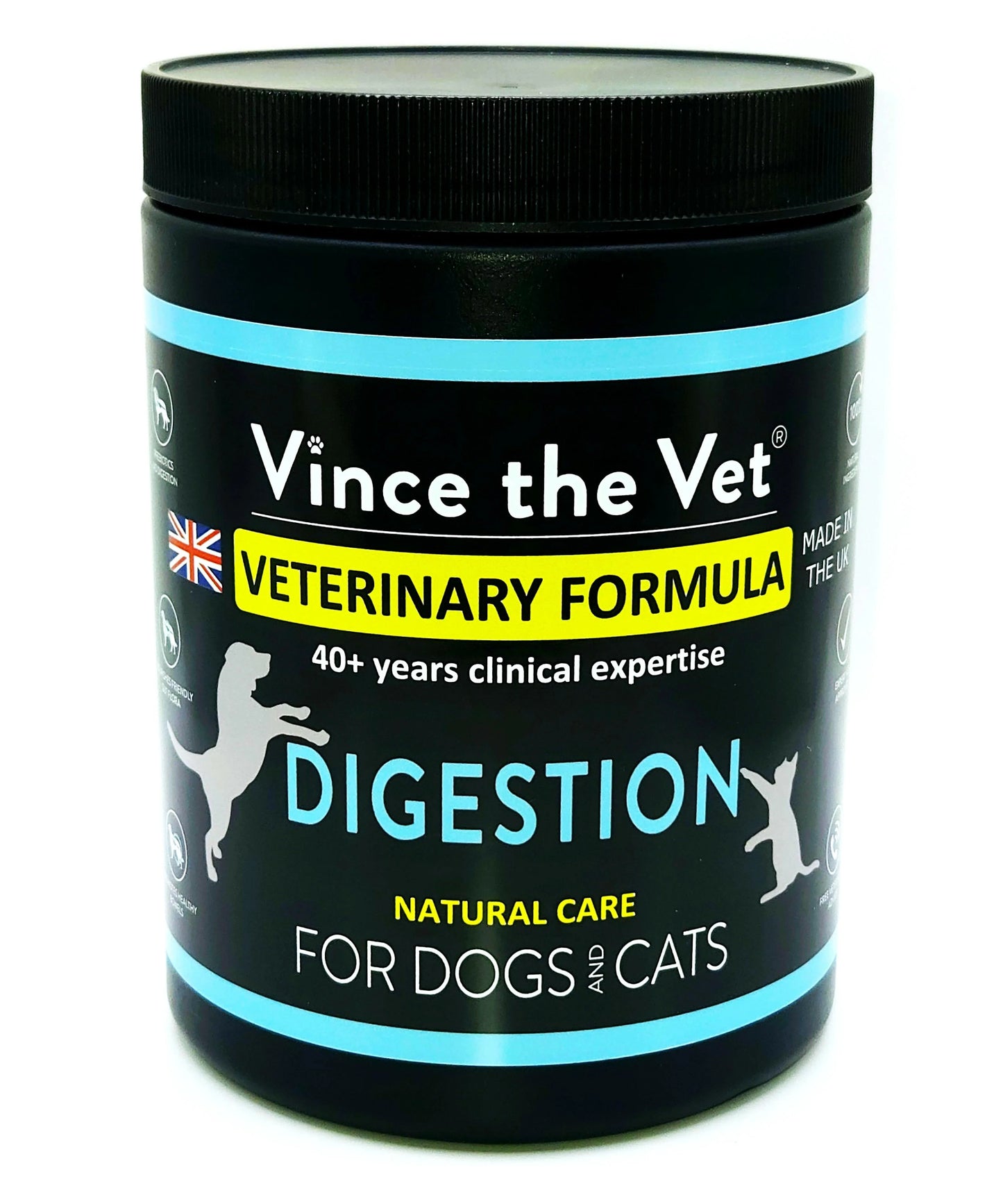 Digestion 600 g veterinary formula digestive support powder for dogs and cats from K9 Prime Cuts – 100% natural pre-biotics and brewer’s yeast blend to support gut flora, reduce wind and watery stools, and maintain intestinal health.