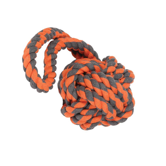 Extreme Tugger dog tug toy from K9 Prime Cuts – jumbo heavy-duty twisted cotton rope (W 60 × D 24 × H 24 cm), designed for large dogs, supports gum and teeth health and encourages interactive tug-of-war play.