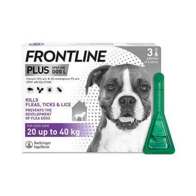 FRONTLINE Spot-On Flea & Tick Treatment for Dogs from K9 Prime Cuts – clinically proven topical solution that kills fleas within 24 hours and ticks within 48 hours; ideal monthly protection for dogs from 8 weeks old.
