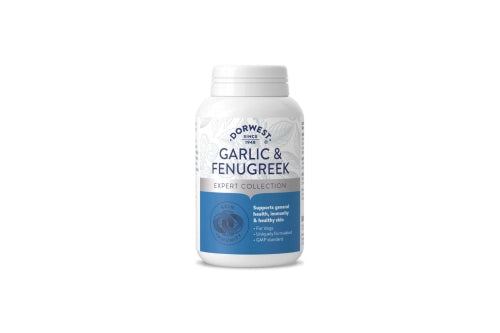 Garlic & Fenugreek tablets ×200 from K9 Prime Cuts – herbal blend with black aged garlic extract and fenugreek seeds, supports immune function, skin health and natural wellbeing in dogs.