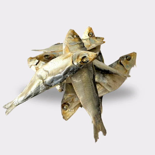 Jumbo sprats dog treats from K9 Prime Cuts – whole dried sprats, single-ingredient fish treat rich in omega-3s, grain-free and ideal as a crunchy snack or meal-topper for dogs.