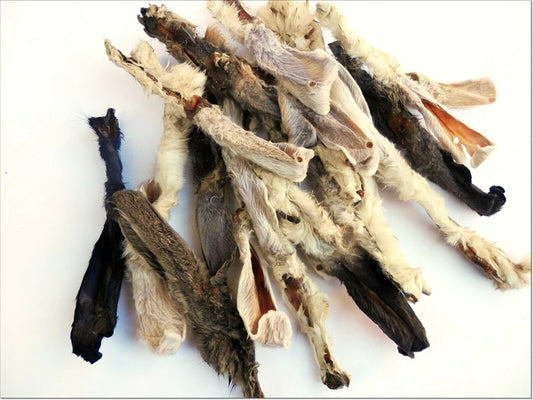 Natural rabbit ears dog treats from K9 Prime Cuts – 100% pure rabbit ears, single-ingredient, grain-free and hypoallergenic chew. Ideal for dogs with sensitivities and raw feeding diets.